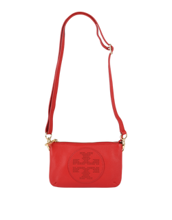 Perforated Logo Mini Crossbody, Leather, Red, MIC, 3*